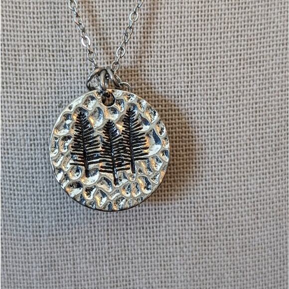 Blossom Collection Pine Tree Pine Cone Charm Silver Tone Necklace & Earring Set - Picture 3 of 6